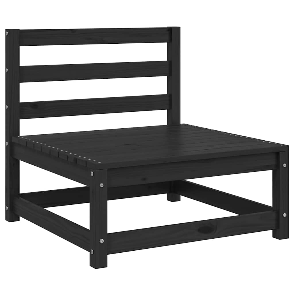 Sofás de centro para jardim 3 pcs madeira de pinho maciço preto