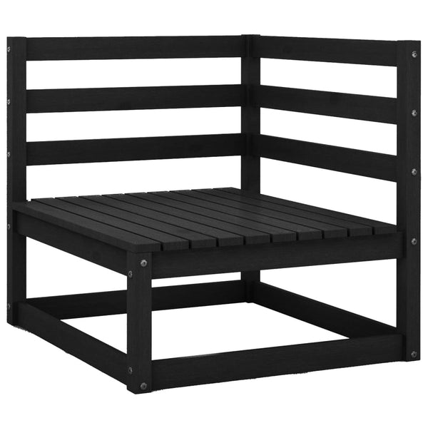 Sofá de jardim 2 lugares com almofadões pinho maciço preto