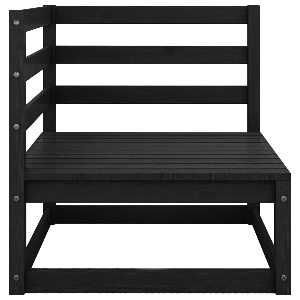 Sofá de jardim 2 lugares com almofadões pinho maciço preto