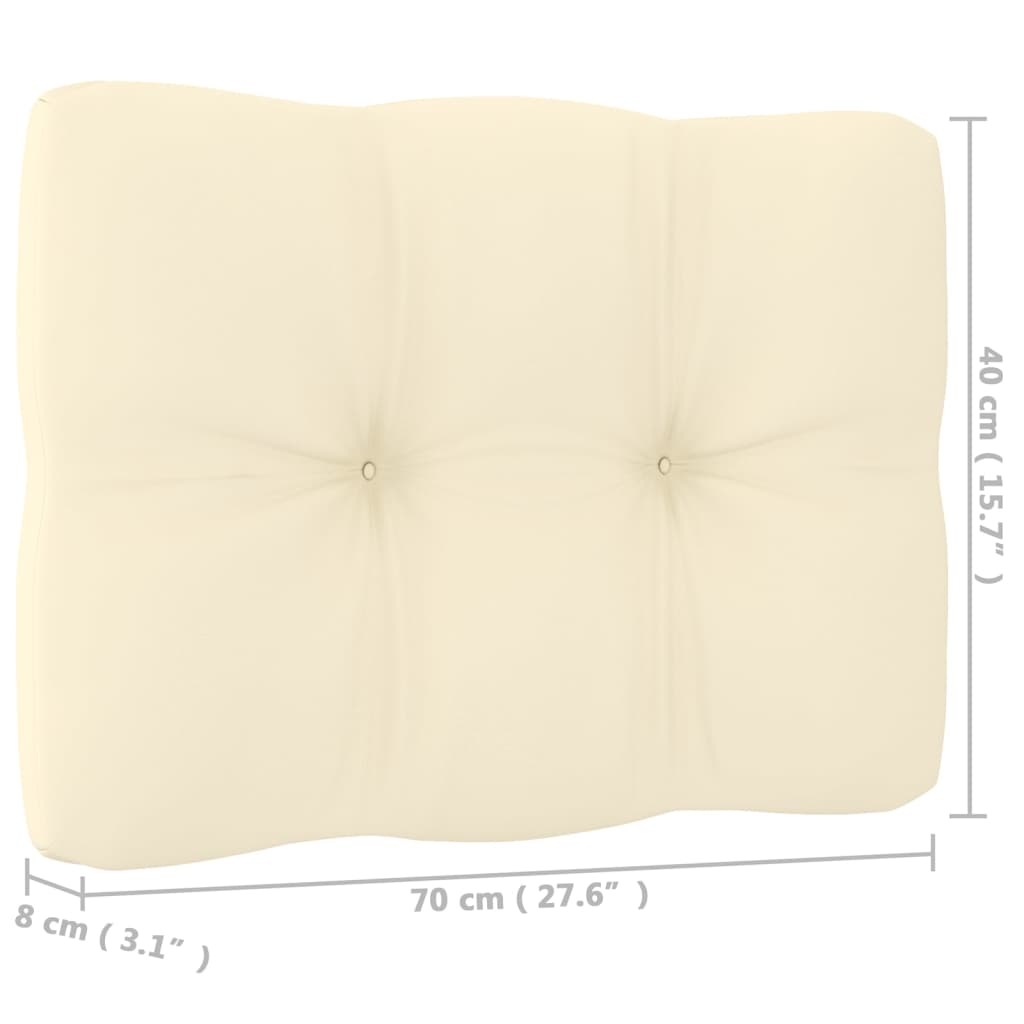 Sofás de centro jardim c/ almofadões 2 pcs pinho maciço creme