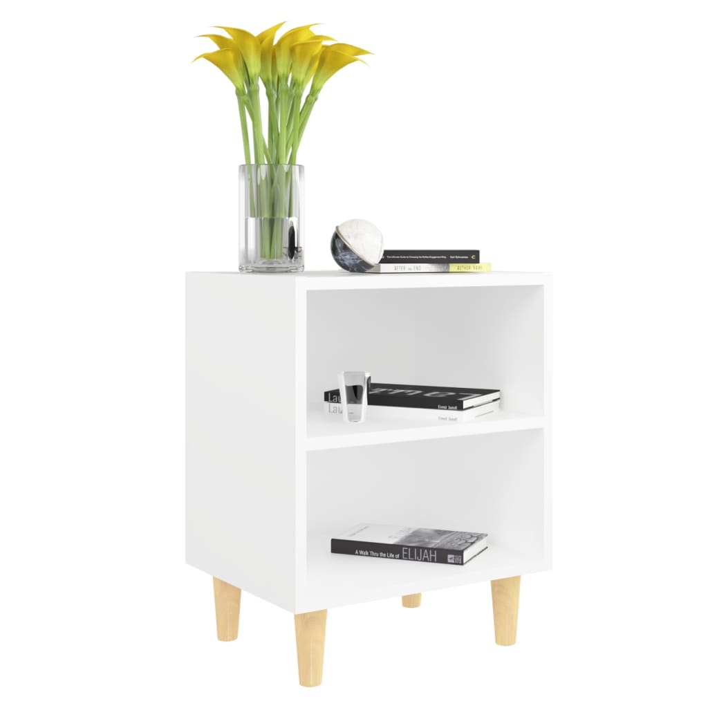 Mesa de cabeceira c/ pernas em madeira maciça 40x30x50cm branco