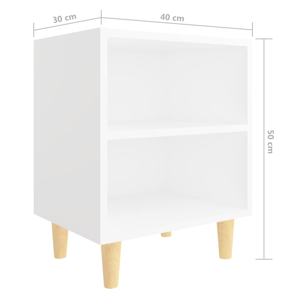 Mesa de cabeceira c/ pernas em madeira maciça 40x30x50cm branco