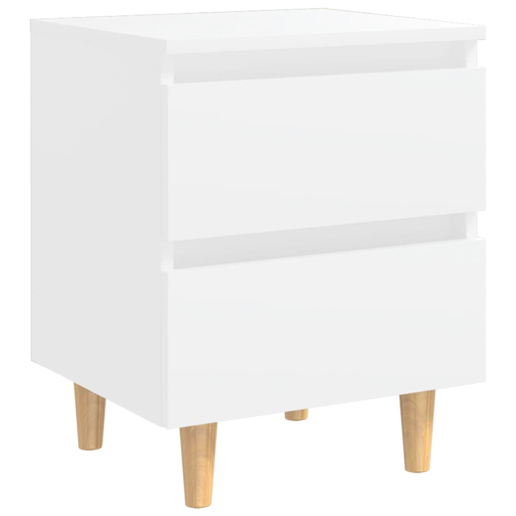 Mesas de cabeceira 2 pcs c/ pernas de pinho 40x35x50 cm branco