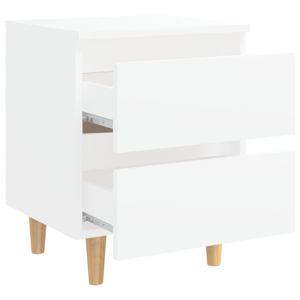 Mesas de cabeceira 2 pcs c/ pernas de pinho 40x35x50 cm branco