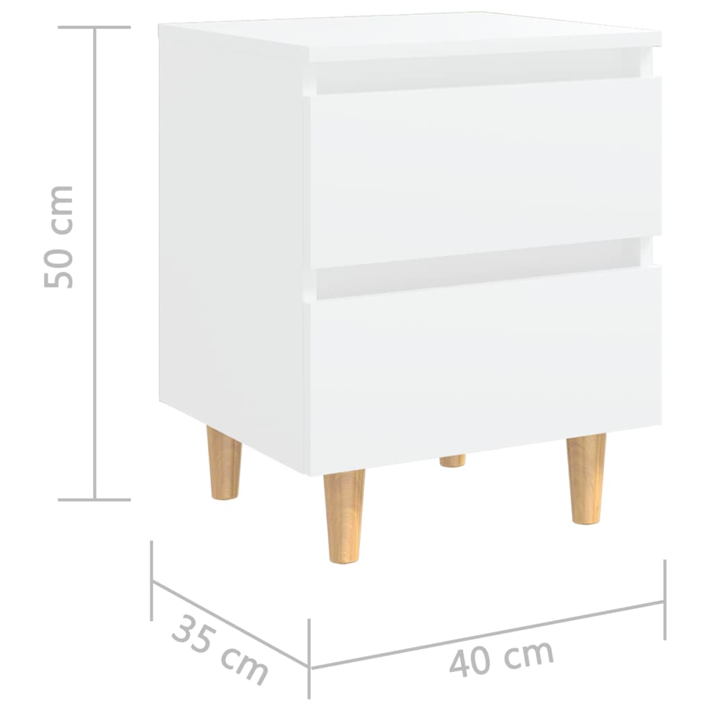 Mesas de cabeceira 2 pcs c/ pernas de pinho 40x35x50 cm branco