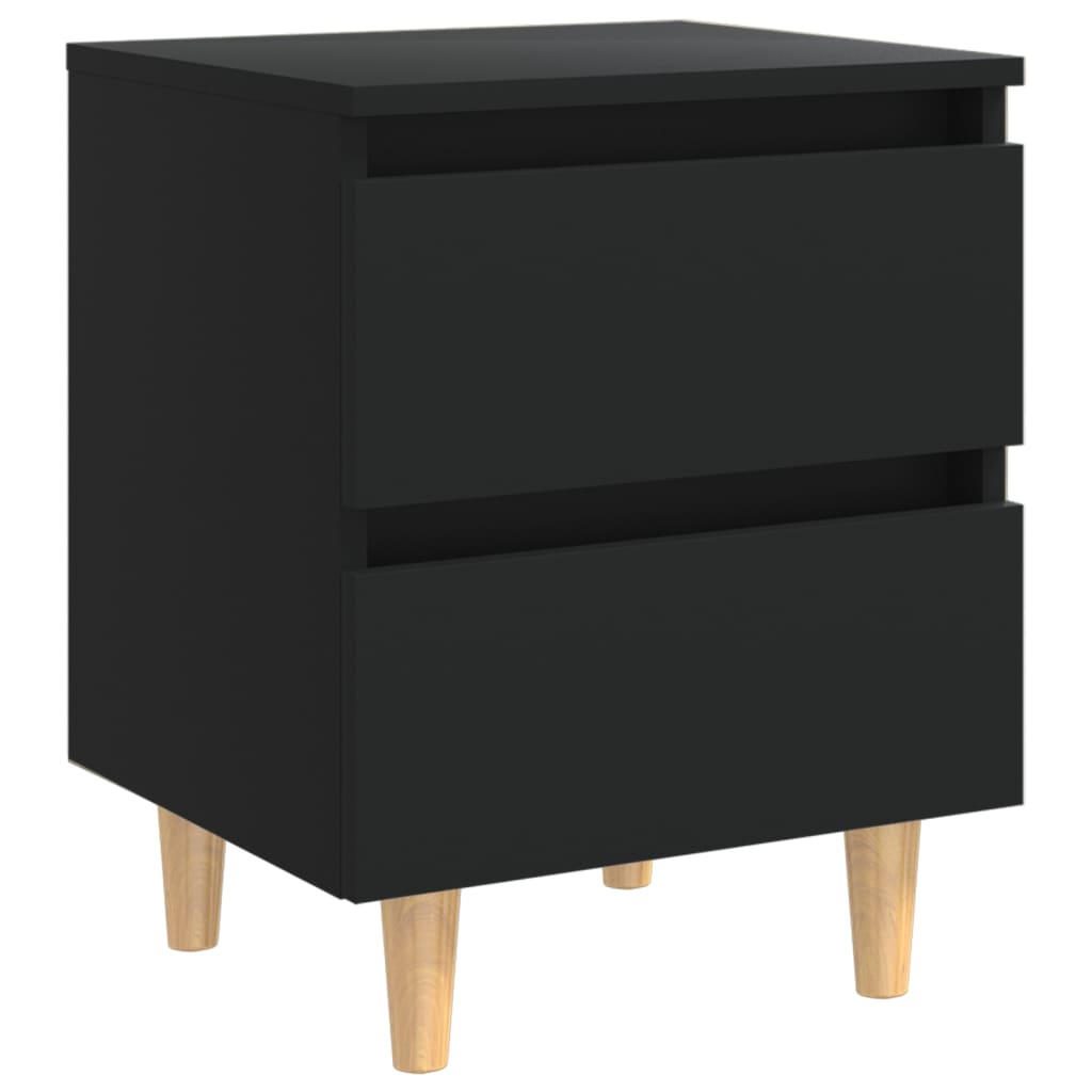 Mesas de cabeceira 2 pcs c/ pernas de pinho 40x35x50 cm preto