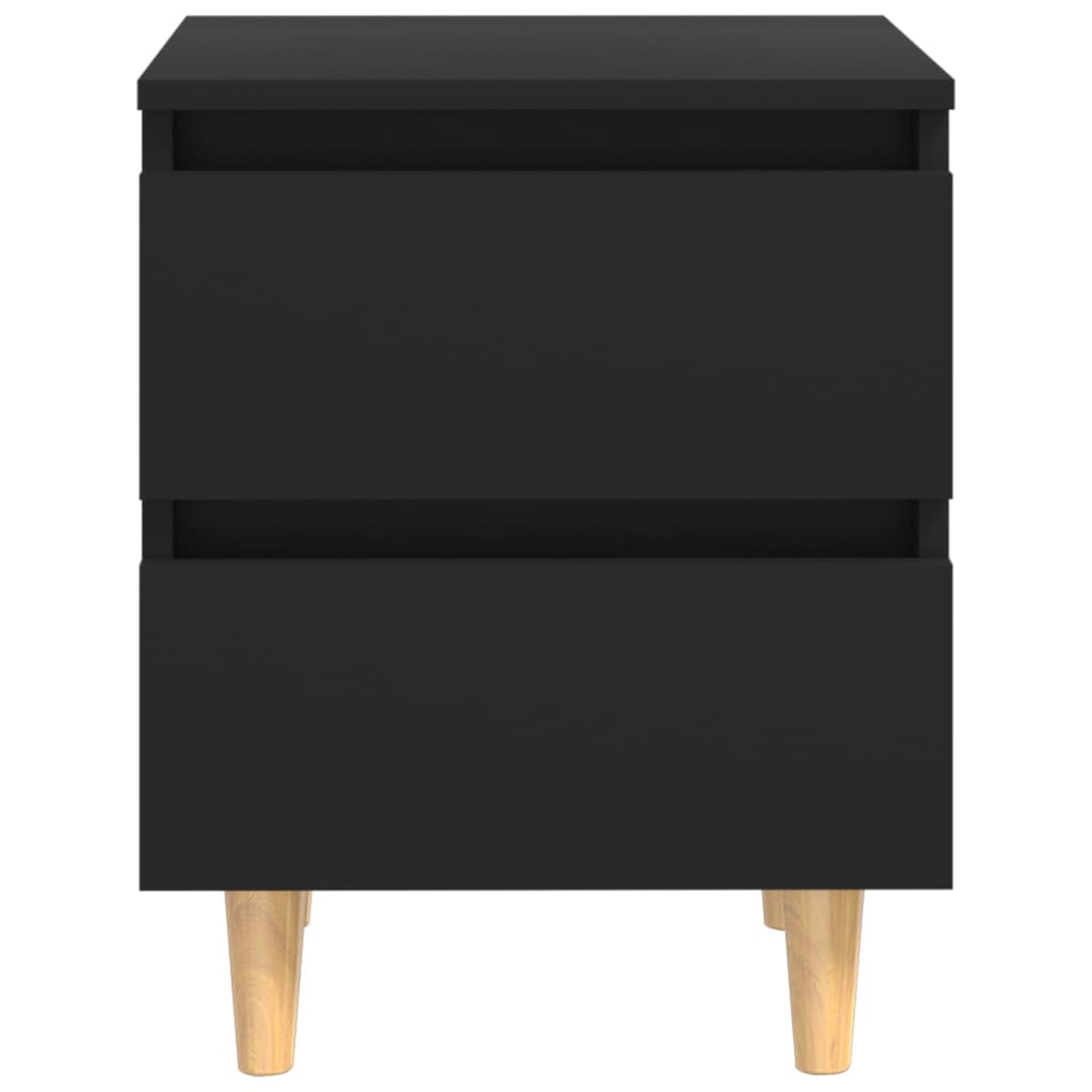 Mesas de cabeceira 2 pcs c/ pernas de pinho 40x35x50 cm preto