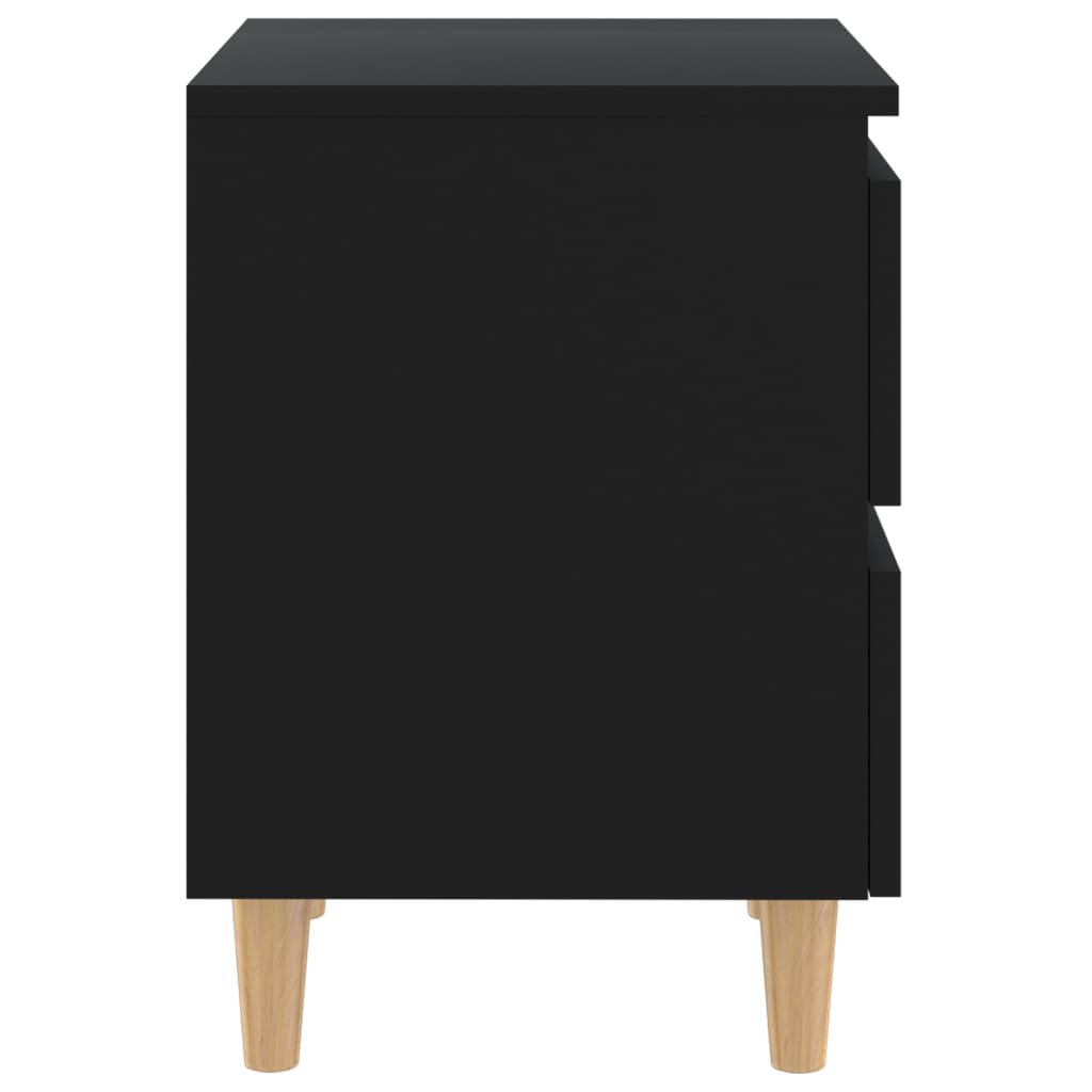 Mesas de cabeceira 2 pcs c/ pernas de pinho 40x35x50 cm preto