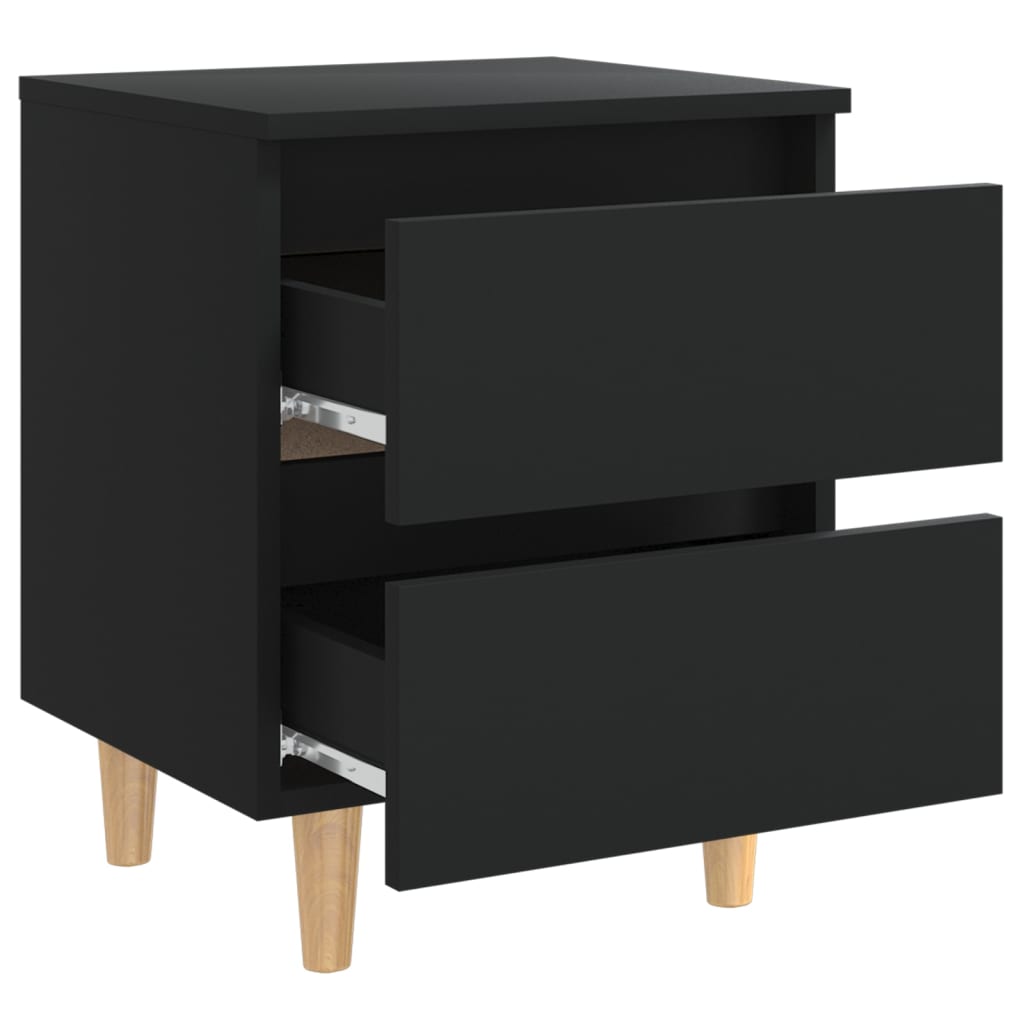 Mesas de cabeceira 2 pcs c/ pernas de pinho 40x35x50 cm preto