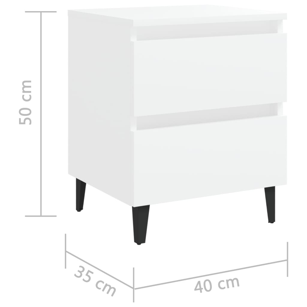 Mesas de cabeceira 2 pcs 40x35x50cm derivados de madeira branco