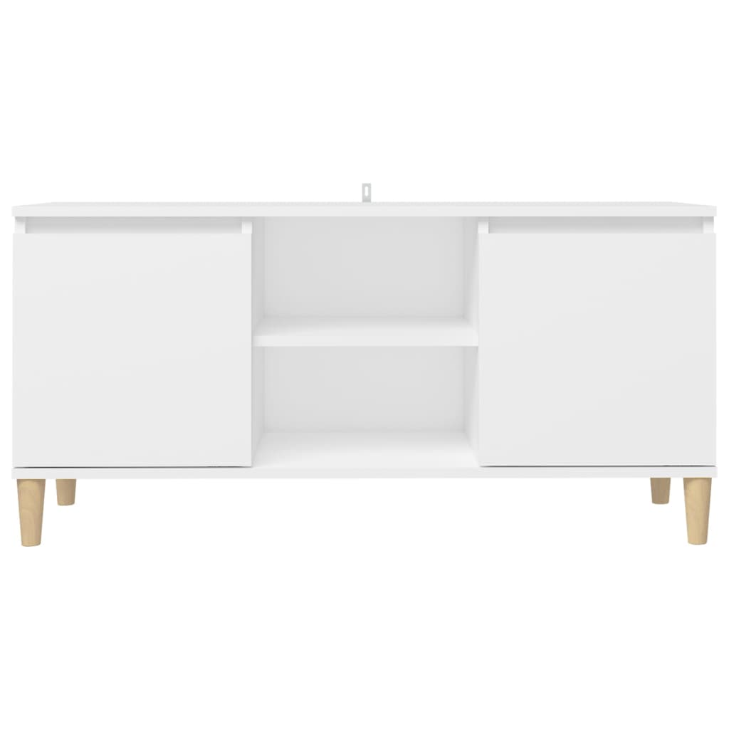 Móvel de TV c/ pernas de madeira maciça 103,5x35x50 cm branco