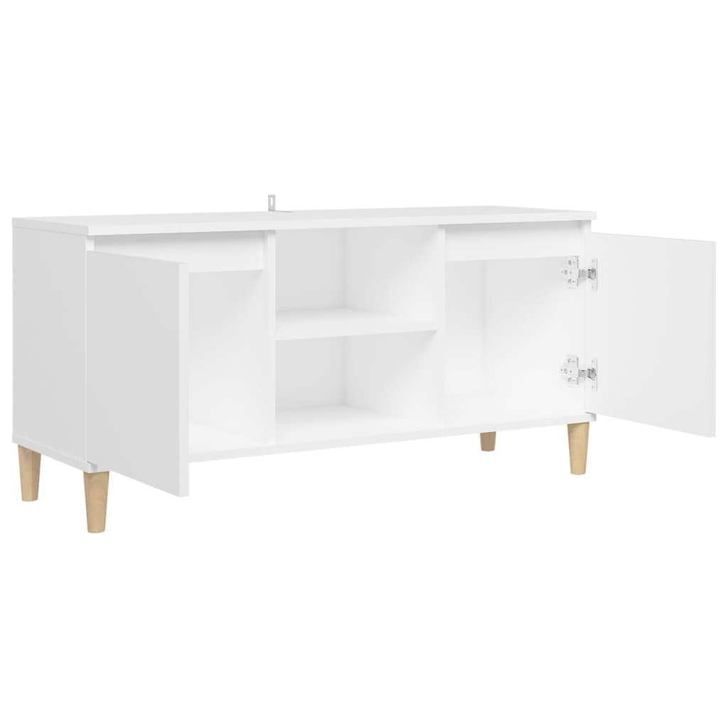 Móvel de TV c/ pernas de madeira maciça 103,5x35x50 cm branco