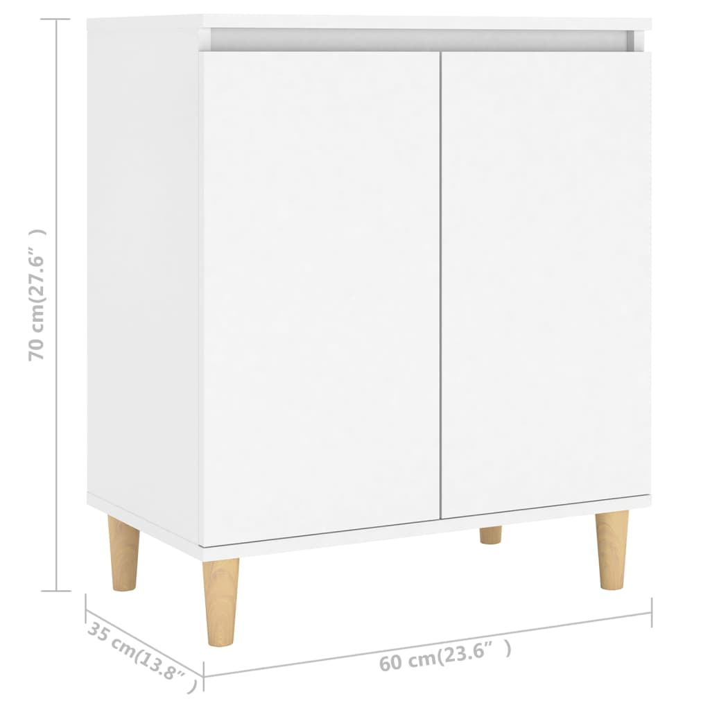 Aparador c/ pernas de madeira 60x35x70 cm contraplacado branco