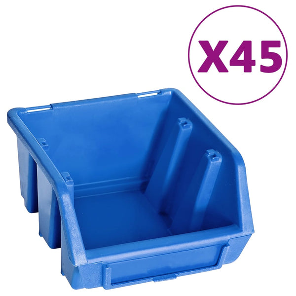 48 pcs Kit caixas arrumação com painéis de parede azul e preto