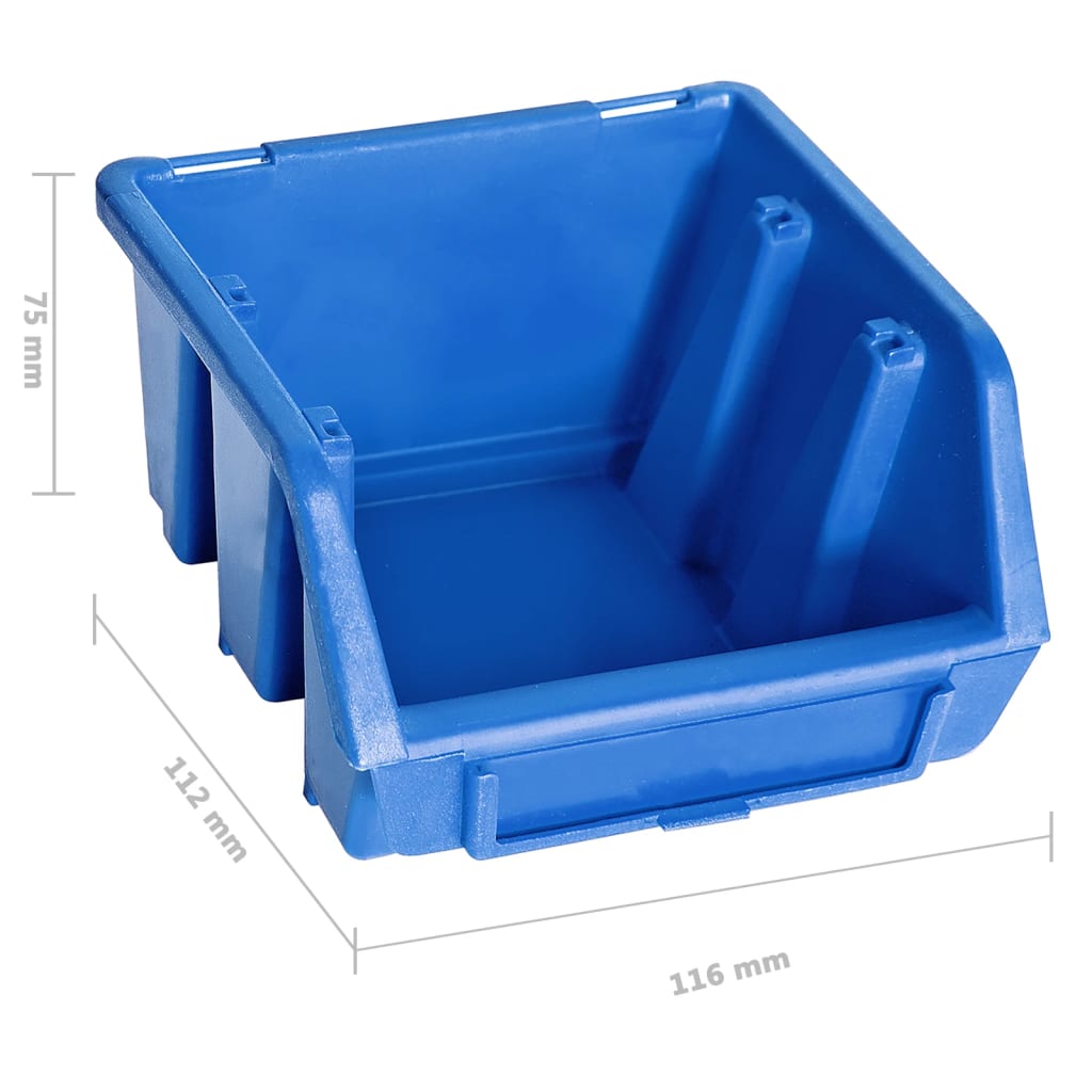 48 pcs Kit caixas arrumação com painéis de parede azul e preto
