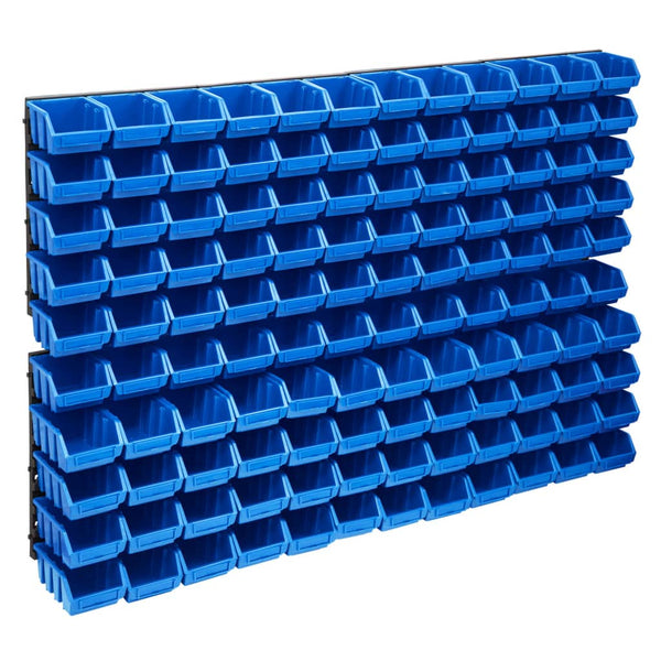 128 pcs Kit caixas arrumação com painéis de parede azul e preto