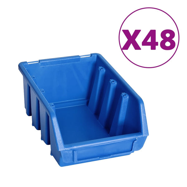 128 pcs Kit caixas arrumação com painéis de parede azul e preto