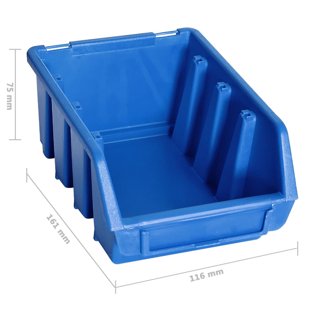 128 pcs Kit caixas arrumação com painéis de parede azul e preto