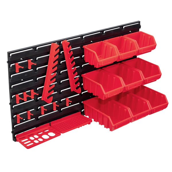 34 pcs kit caixas arrumação c/ painéis parede vermelho e preto