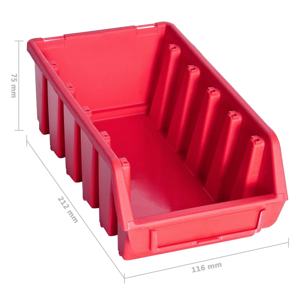 80 pcs kit caixas arrumação c/ painéis parede vermelho e preto