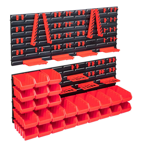 103 pcs kit caixas arrumação c/ painéis parede vermelho e preto
