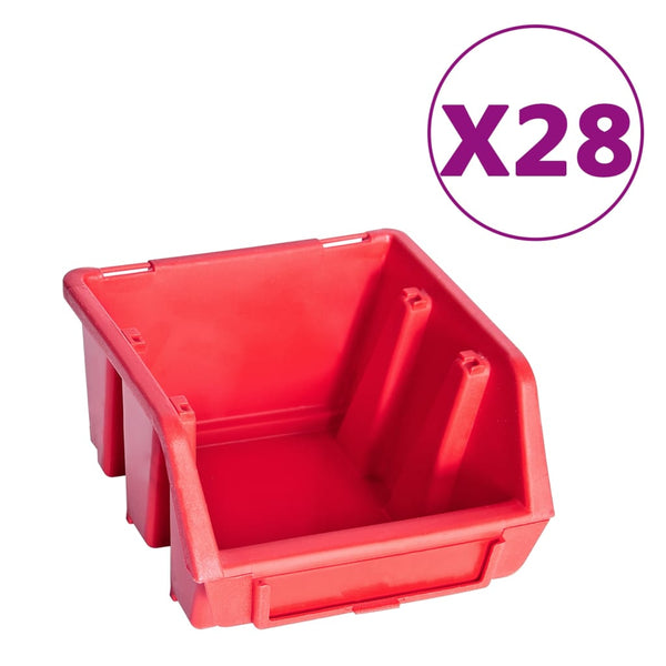141 pcs kit caixas arrumação c/ painéis parede vermelho e preto