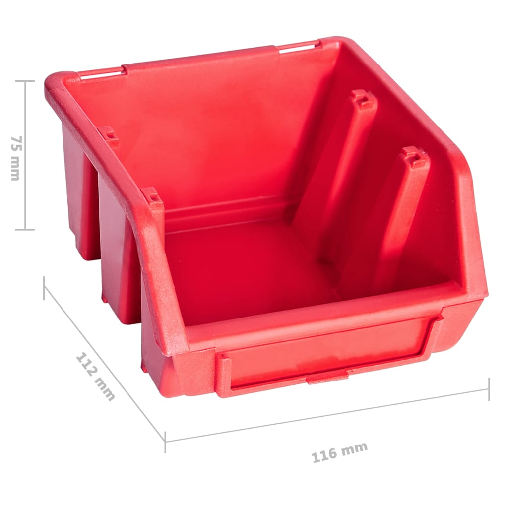 141 pcs kit caixas arrumação c/ painéis parede vermelho e preto