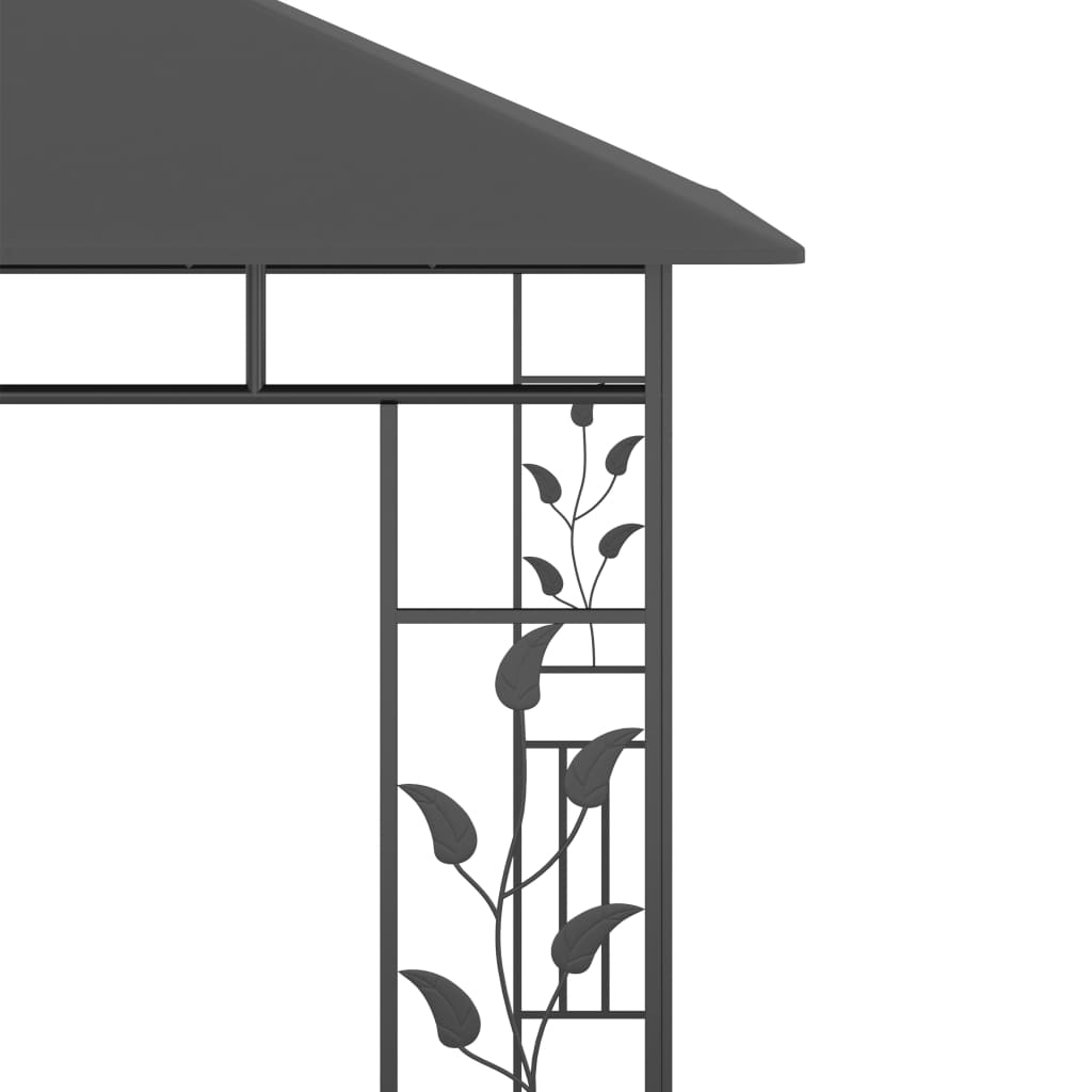Gazebo c/ mosquiteiro e cordões luzes LED 3x3x2,73m antracite