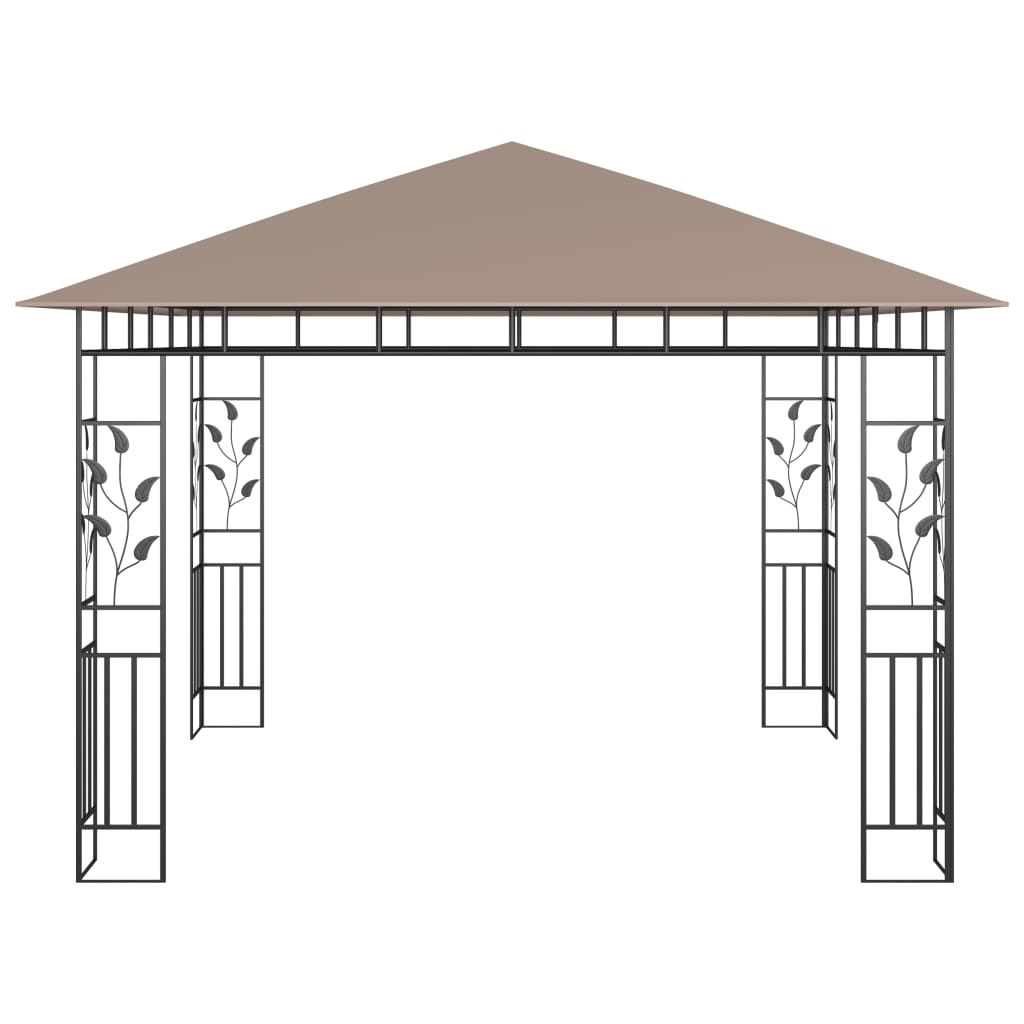 Gazebo c/ mosquiteiro e cordões luzes LED 3x3x2,73m cinza-acas.