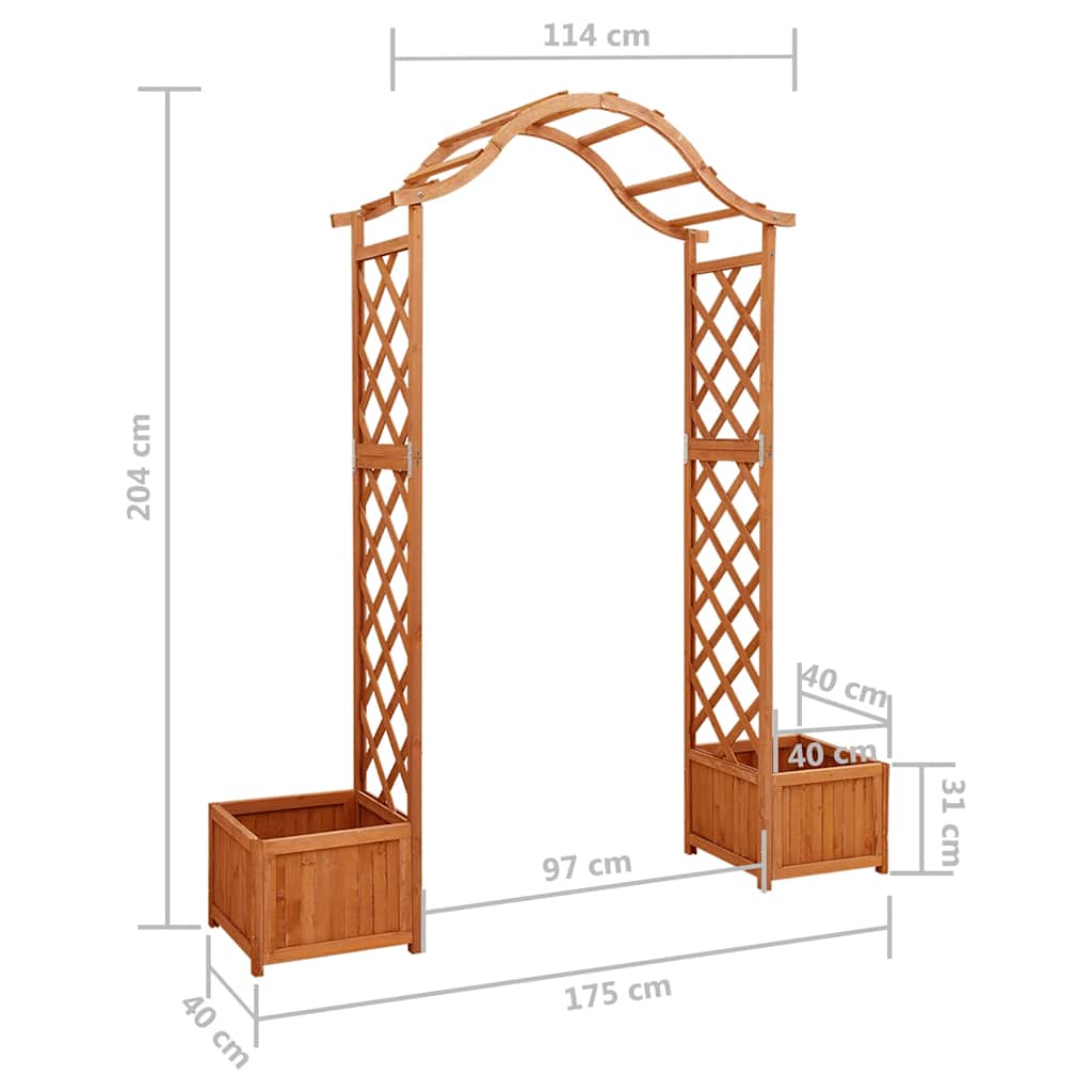 Pérgola de jardim com vasos madeira de abeto maciça