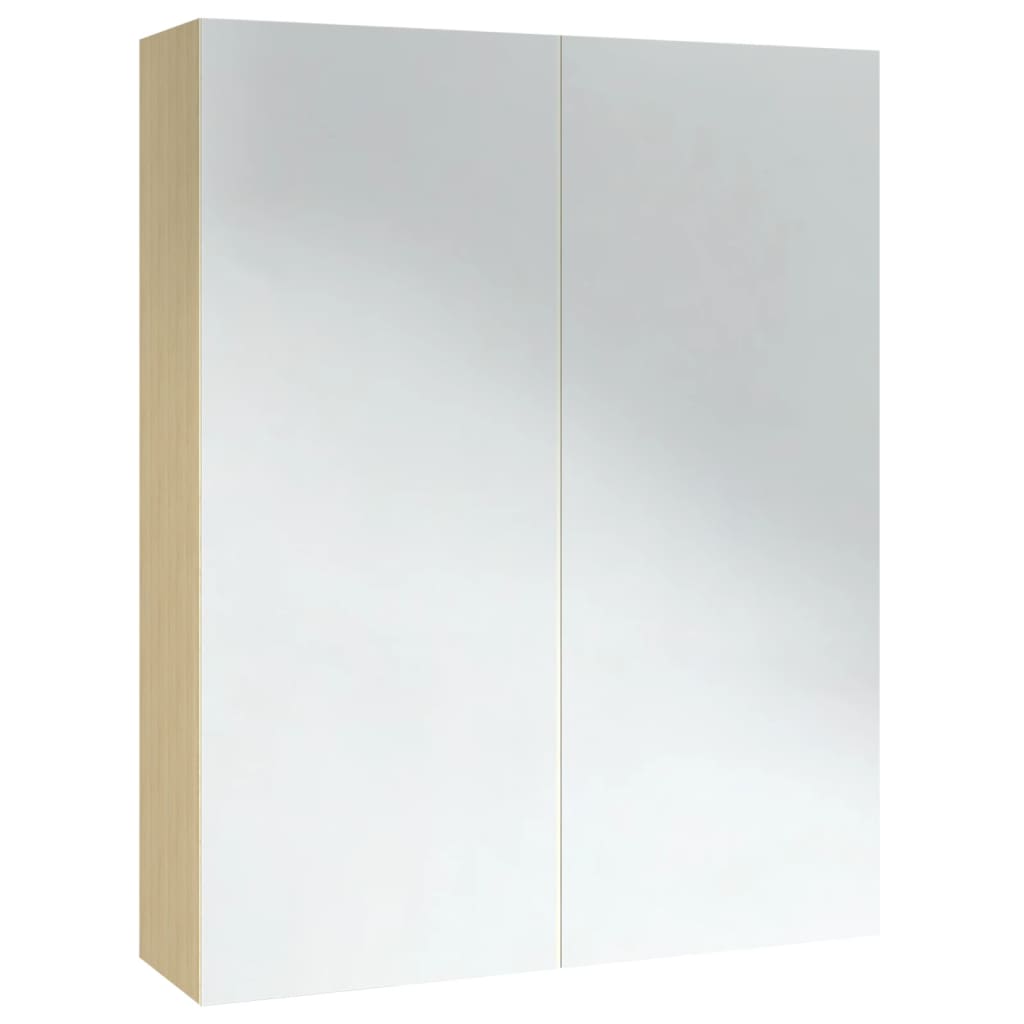 Armário espelhado p/ casa banho 60x15x75 cm MDF branco/carvalho