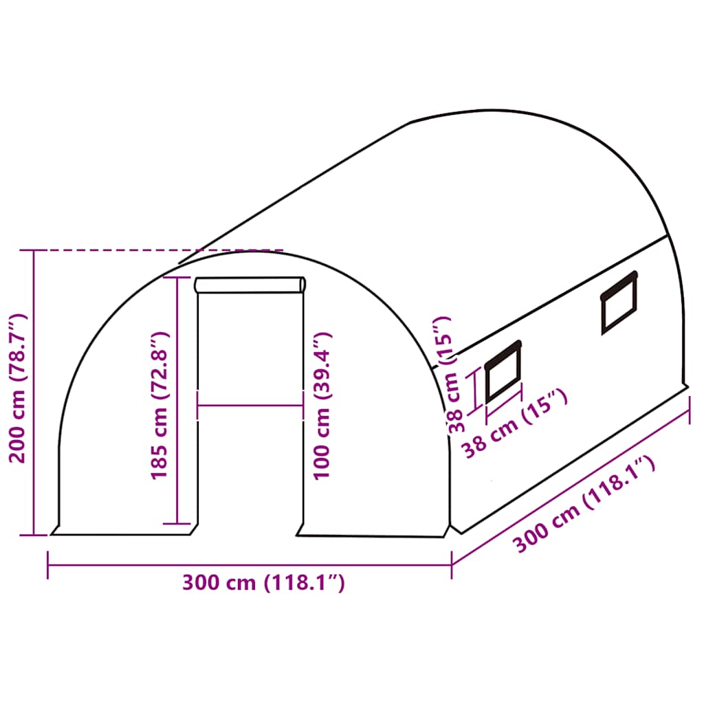 Cobertura substituição p/ estufas 9 m² 3x3x2 m transparente