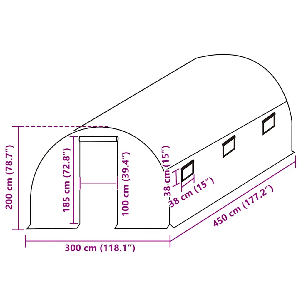 Cobertura substituição p/ estufas 13,5m² 3x4,5x2 m transparente