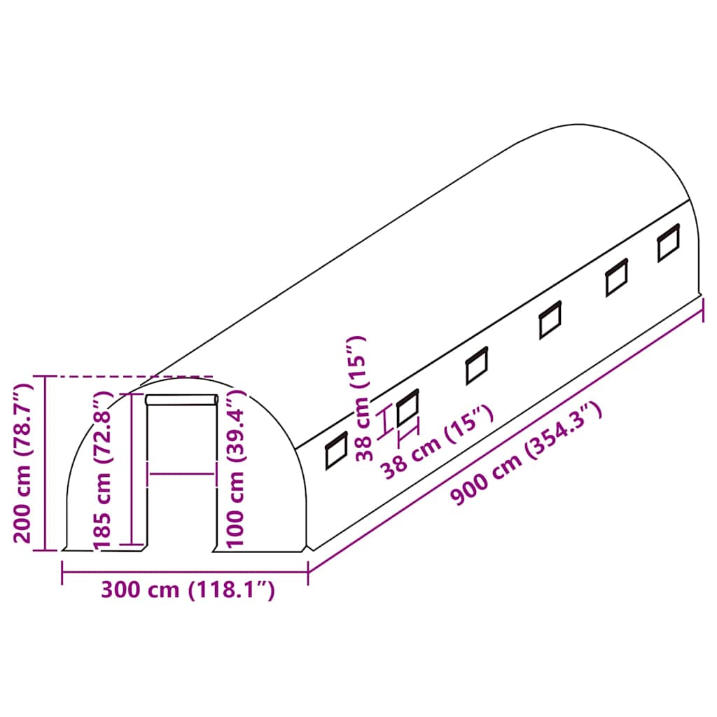 Cobertura substituição p/ estufas 27 m² 3x9x2 m transparente