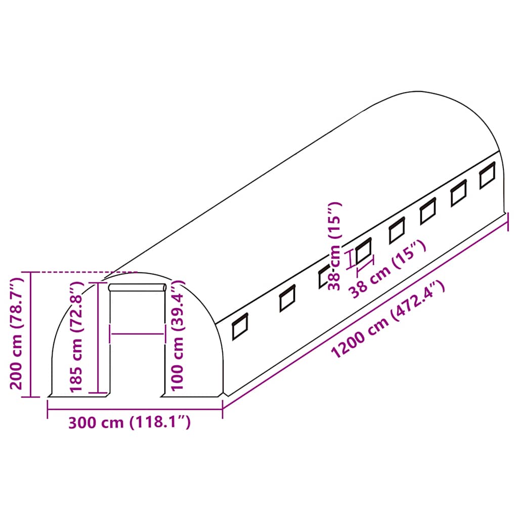 Cobertura substituição p/ estufas 36 m² 3x12x2 m transparente