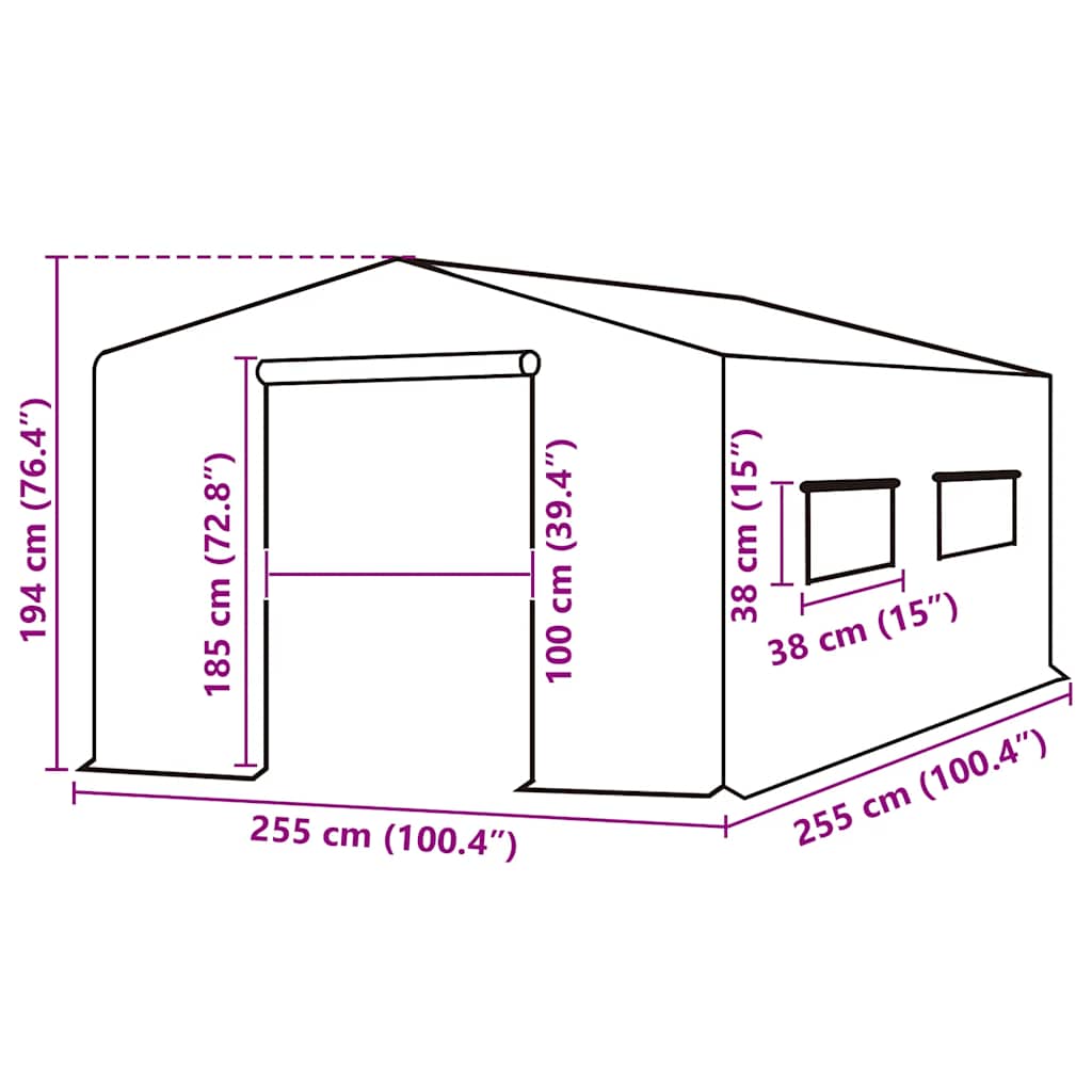 Cobertura substituição p/ estufas 6,5025 m² 255x255x194cm verde