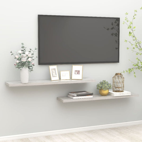 Prateleiras de parede 2 pcs 120x23,5x3,8cm MDF cinzento-cimento