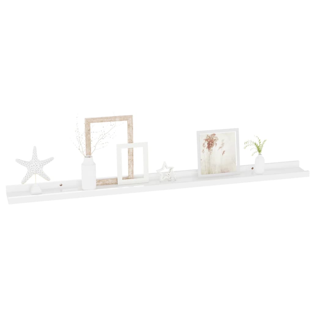 Prateleiras de parede 2 pcs 100x9x3 cm branco brilhante