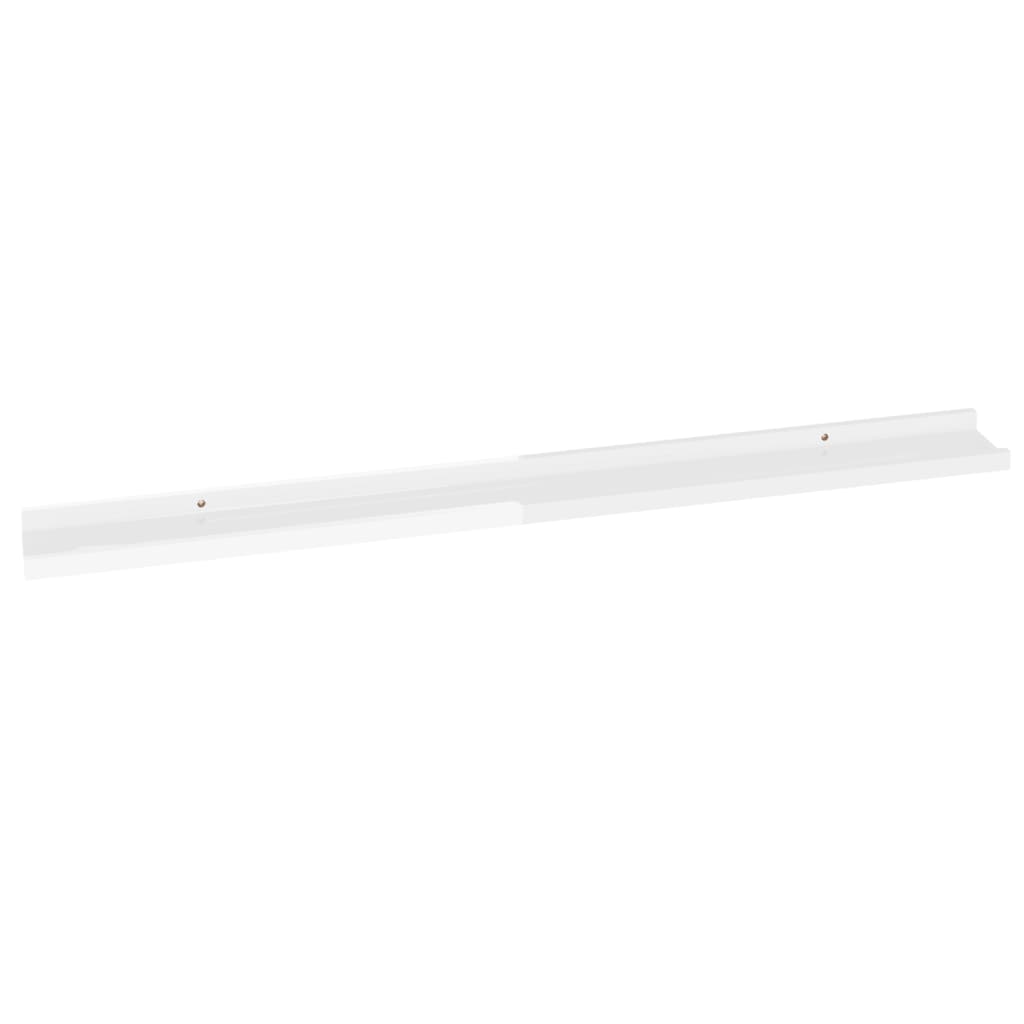 Prateleiras de parede 2 pcs 100x9x3 cm branco brilhante