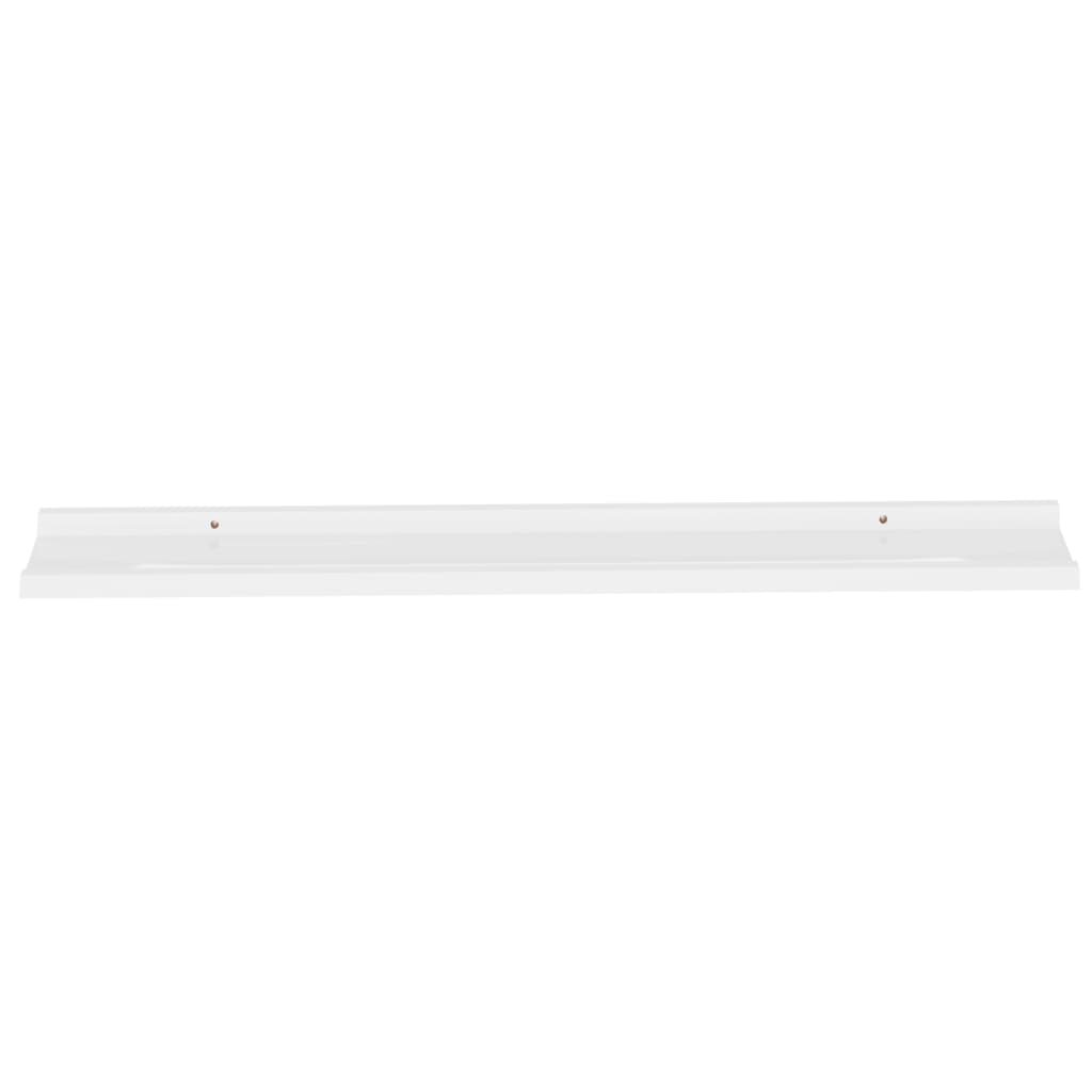 Prateleiras de parede 2 pcs 100x9x3 cm branco brilhante