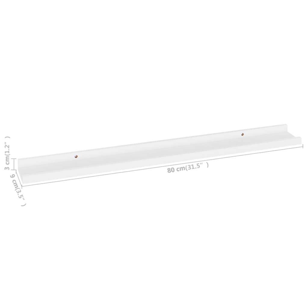 Prateleiras de parede 4 pcs 80x9x3 cm branco