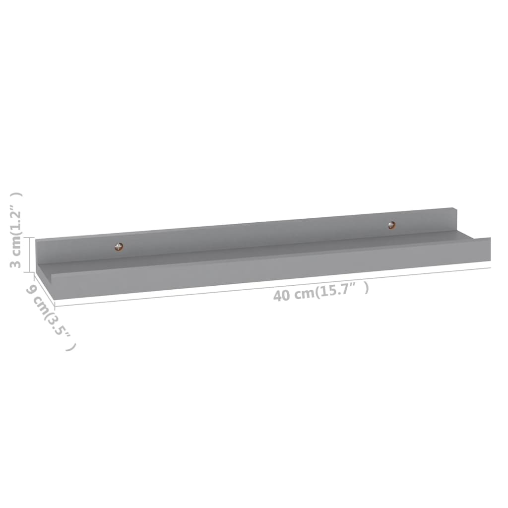Prateleiras de parede 4 pcs 40x9x3 cm cinzento
