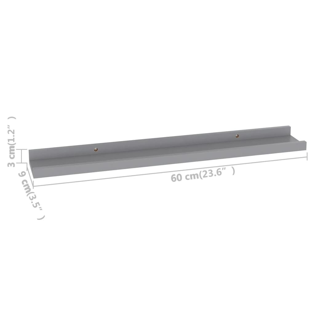 Prateleiras de parede 4 pcs 60x9x3 cm cinzento