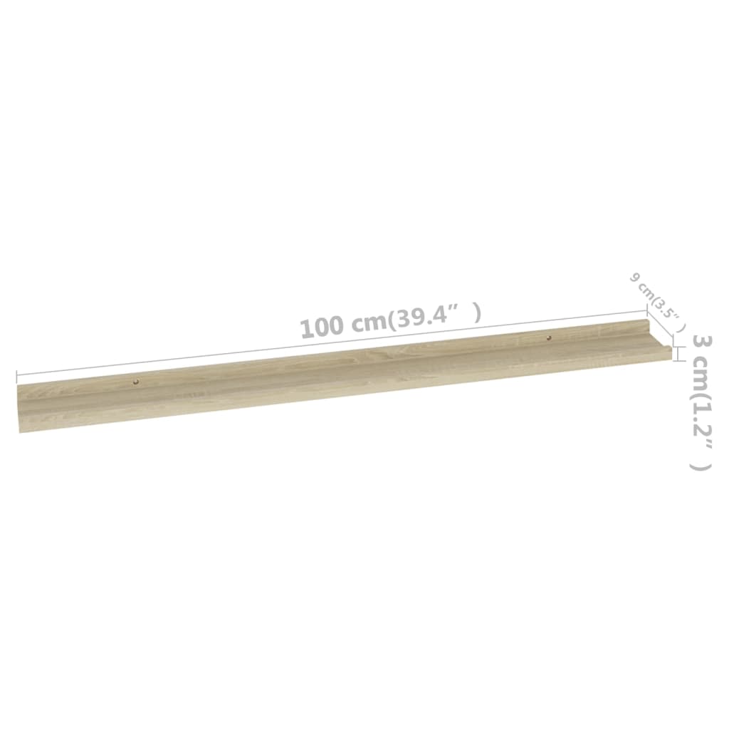 Prateleiras de parede 4 pcs 100x9x3 cm carvalho sonoma