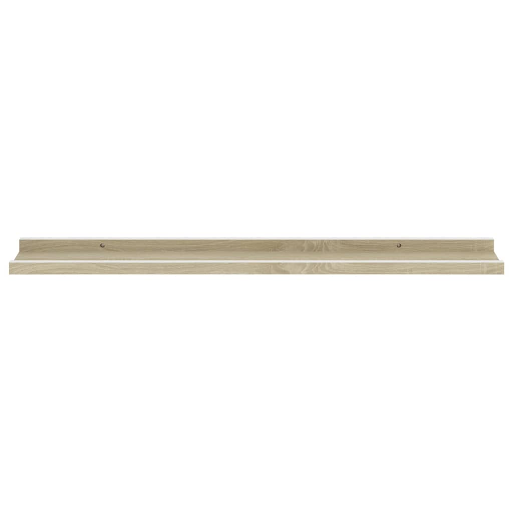 Prateleiras de parede 2 pcs 80x9x3 cm branco e carvalho sonoma