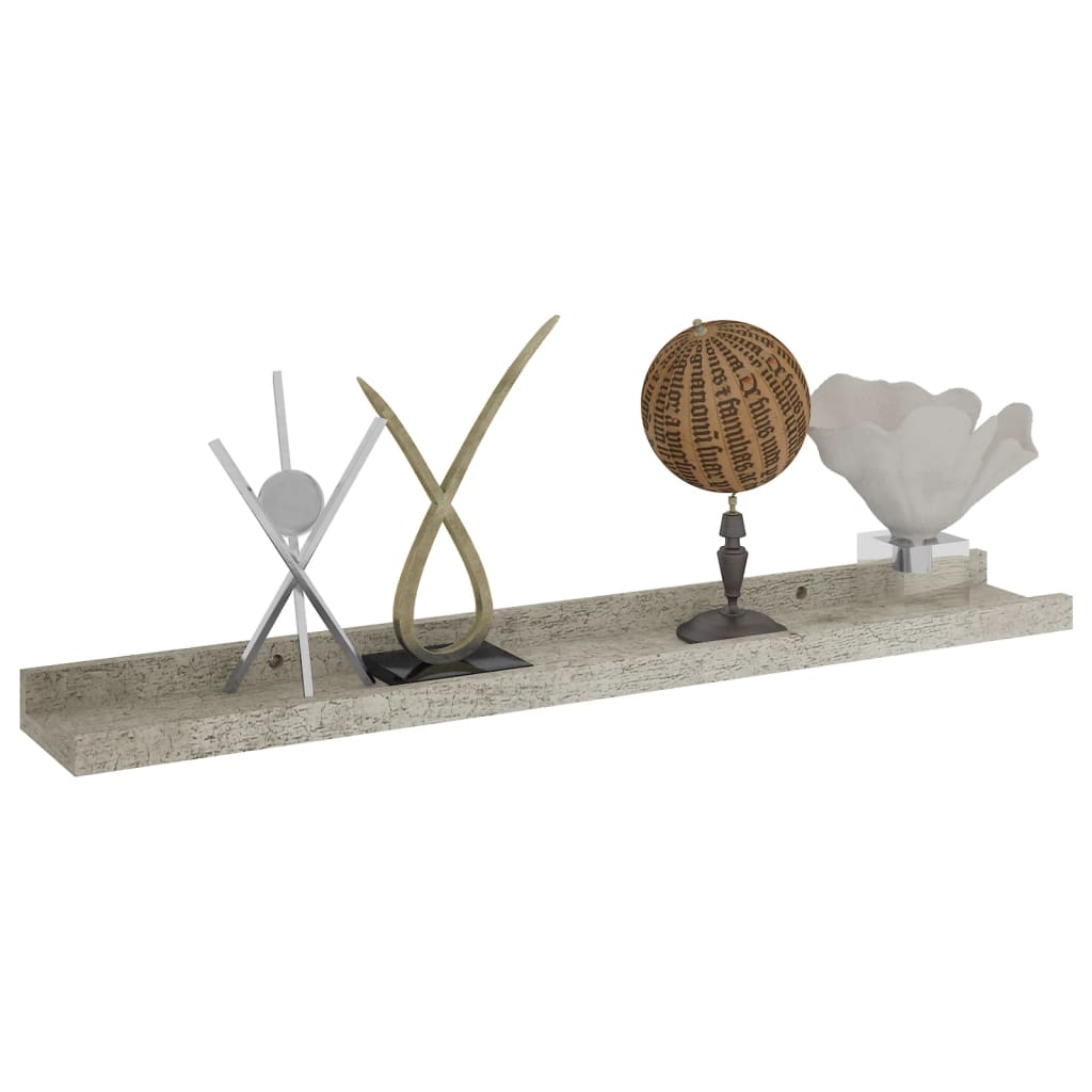 Prateleiras de parede 2 pcs 60x9x3 cm cinzento cimento