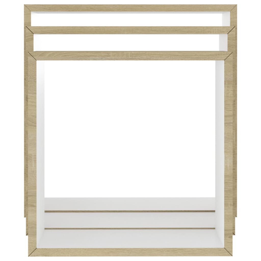 Prateleiras parede forma de cubo 3pcs cm branco/carvalho sonoma