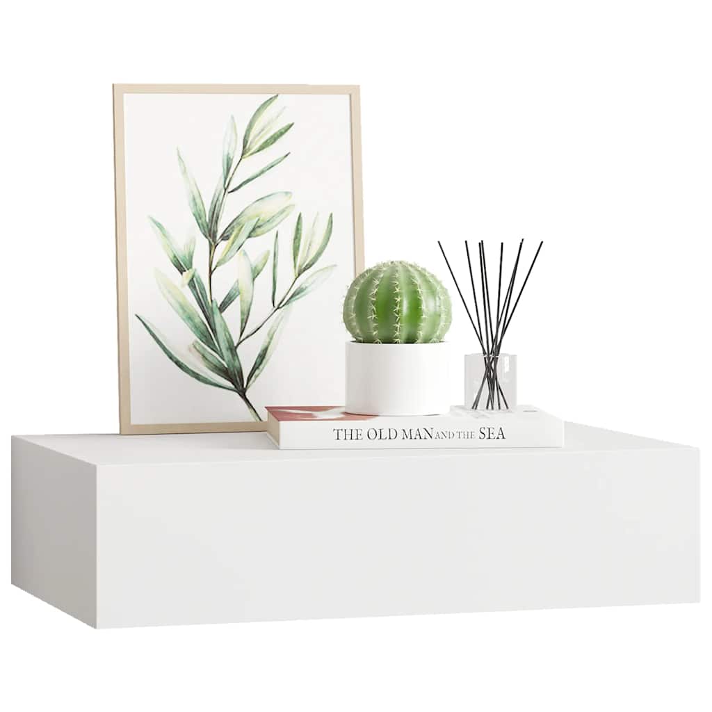 Prateleira de parede com gaveta MDF 40x23,5x10 cm branco
