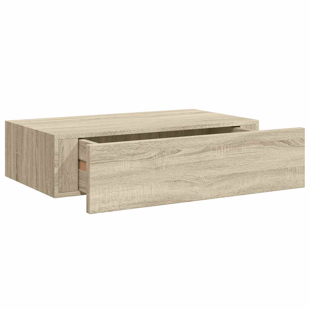 Prateleiras de parede c/ gavetas 2pcs MDF 40x23,5x10cm carvalho