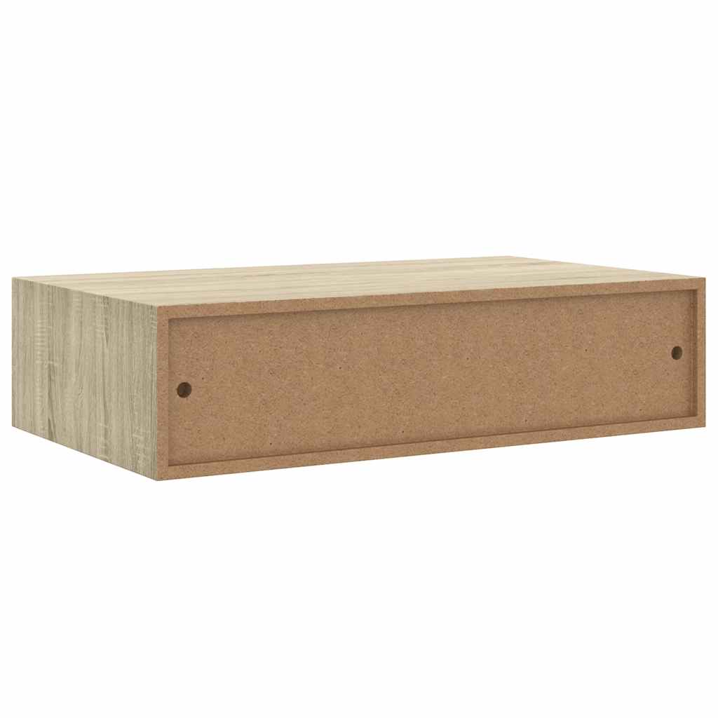 Prateleiras de parede c/ gavetas 2pcs MDF 40x23,5x10cm carvalho